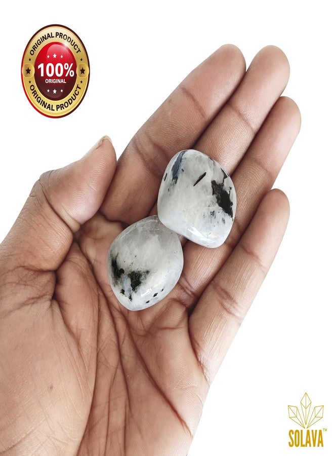 SOLAVA Original Rainbow Moonstone Crystal Tumble - Natural Energised Moon Stone Tumble for Peace, Relationship, Emotional healing, Chakra Healing and Positivity - 2 Piece - Image 3